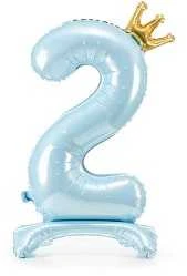 PartyDeco Folinis pastatomas balionas skaičius "2" melsvas 84cm