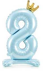 PartyDeco Folinis pastatomas balionas skaičius "8" melsvas 84cm