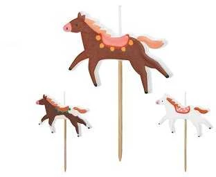 PartyDeco Gimtadienio žvakutės "Arkliukai" 3 vnt 5,8*4cm