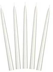 Party Deco Ilgos didelės žvakės 24cm 10vnt perlo spalvos