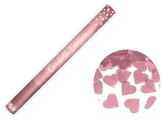 Party Deco Konfeti patranka 60cm su rausvai auksinėm širdelėm 1 vnt