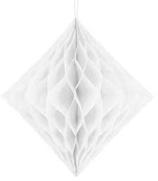 Party Deco Korėtas rombas 30cm 1 vnt baltas