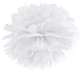PartyDeco Popierinis Pom-Poms, 25cm, Spalva: Balta