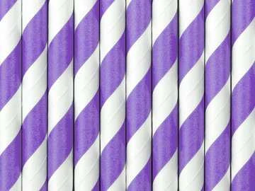 Party Deco Popieriniai šiaudeliai balta-violetinė