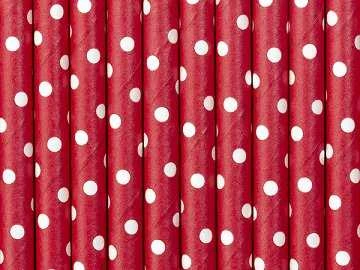 Party Deco Popieriniai šiaudeliai raudoni su taškiukais