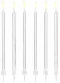 Party Deco Žvakutės gimtadienio 12 vnt 14cm baltos