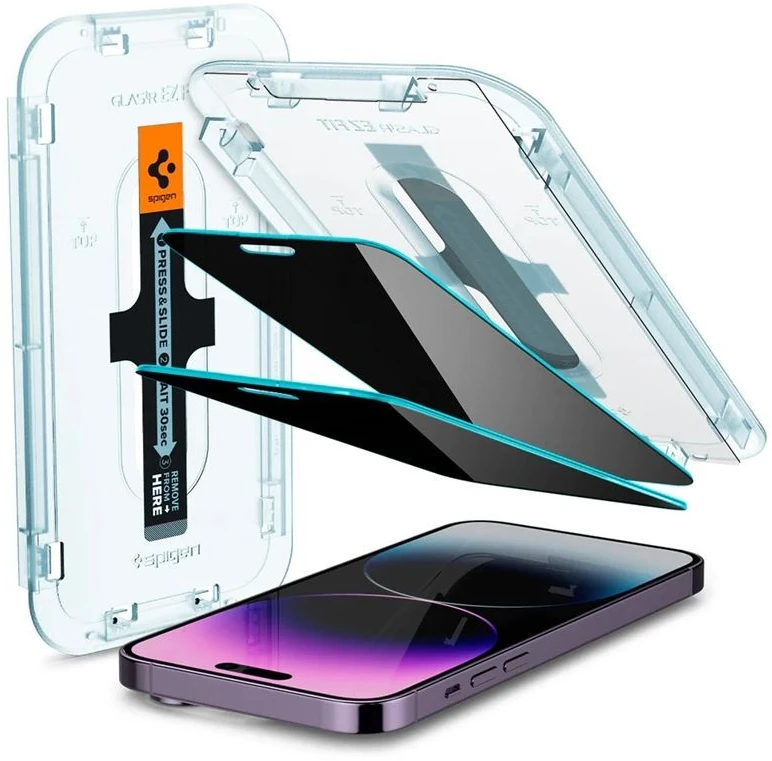 Apsauginis stiklas Spigen Glass EZ Fit Privacy 2 Pack - iPhone 14 Pro Max