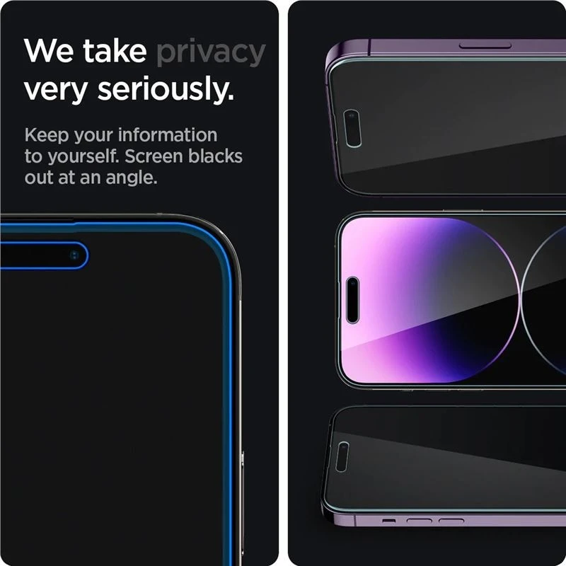 Apsauginis stiklas Spigen Glass EZ Fit Privacy 2 Pack - iPhone 14 Pro Max