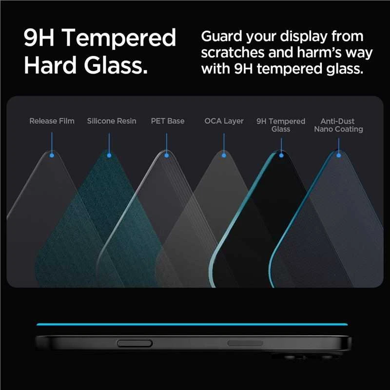 „Spigen Glas.tR EZ Fit Privacy“ dėklas Apple iPhone 16 Pro Max / 17 Pro Max – 2 vnt.