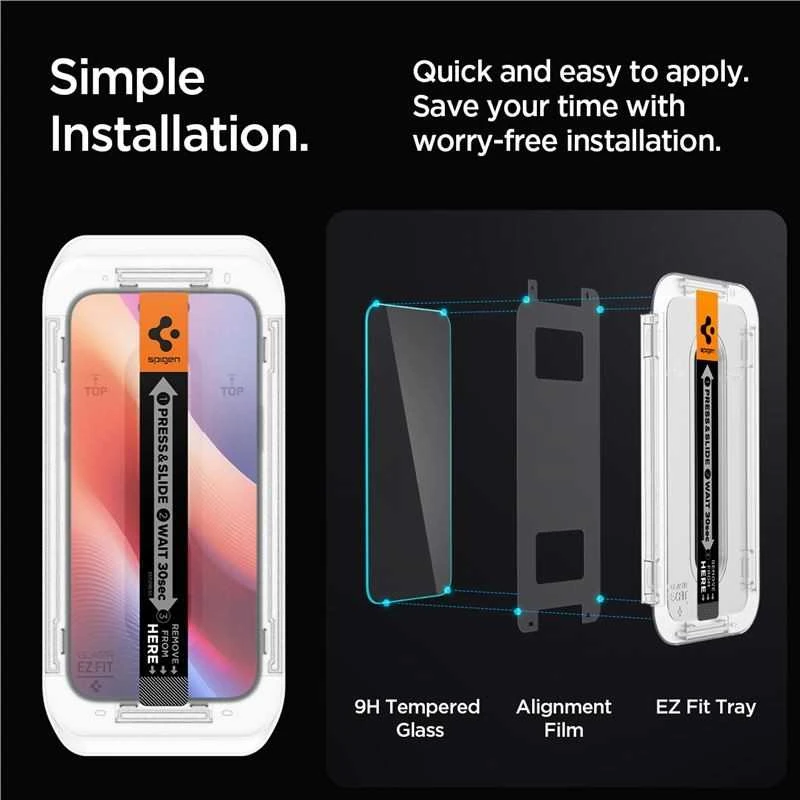 Spigen Glas.tR EZ Fit Apple iPhone 16 Pro / 17 / 17 Pro – 2 vnt.