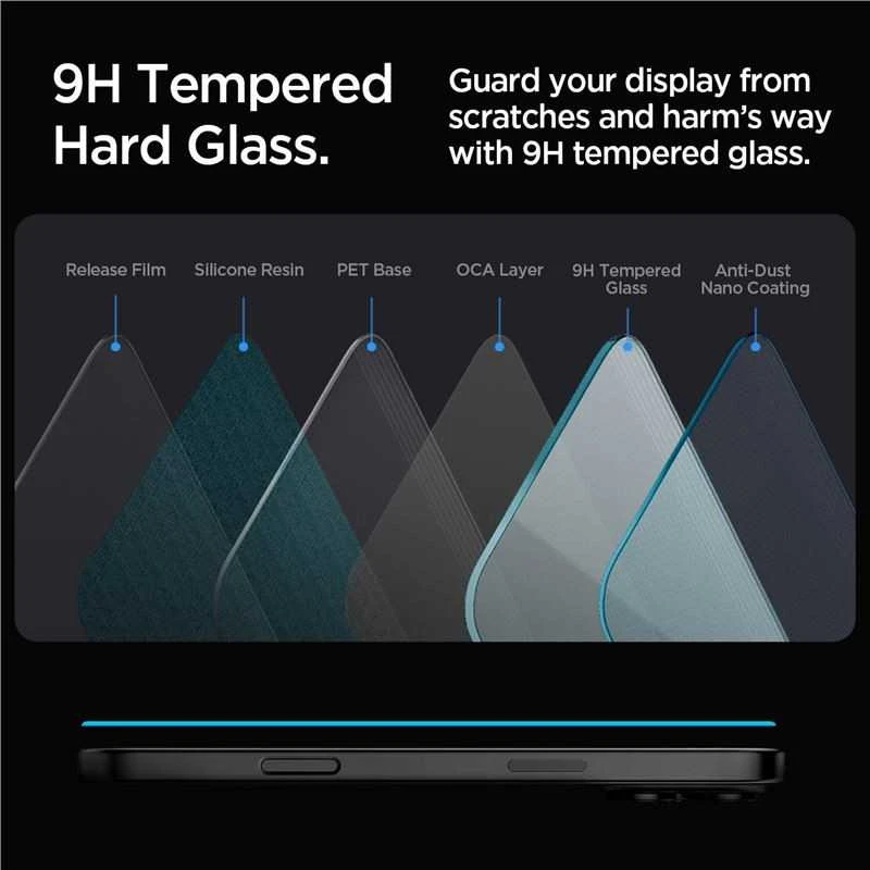 „Spigen Glas.tR EZ Fit“ dėklas, skirtas „Apple iPhone 16 Pro Max / 17 Pro Max“ – 2 vnt.