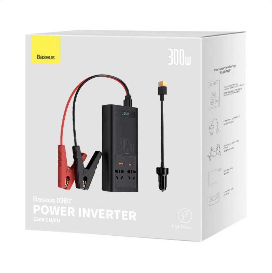 Power Inverteris Baseus 300W (220V CN/EU) - juodas