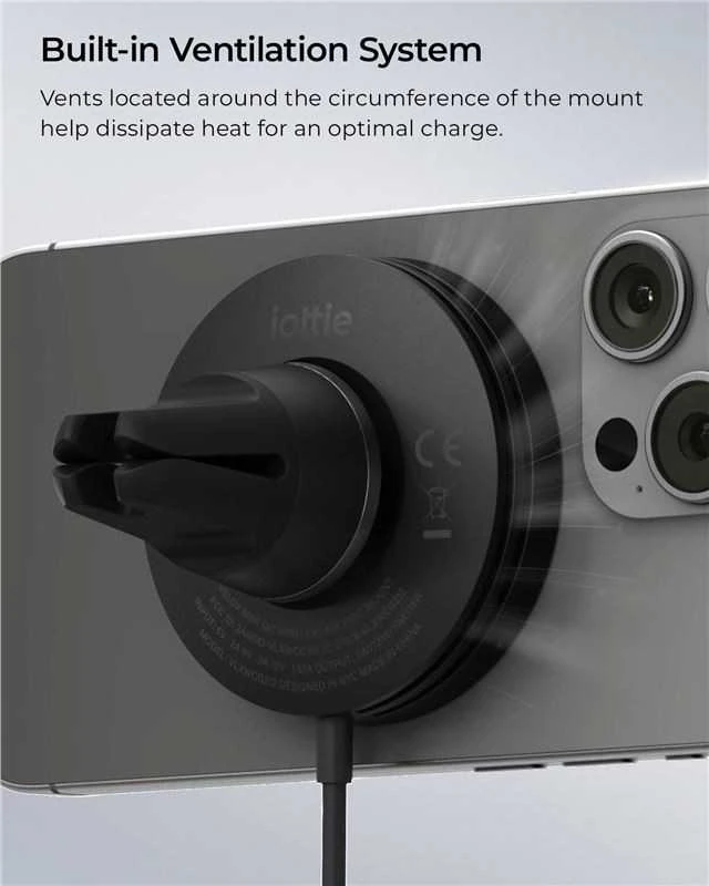 Belaidis magnetinis automobilinis telefono laikiklis iOttie Velox MagSafe Qi2 Wireless Air Vent Mount