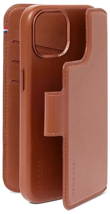 Dėklas Decoded odinė nuimama piniginė, rudos spalvos - iPhone 15 Plus