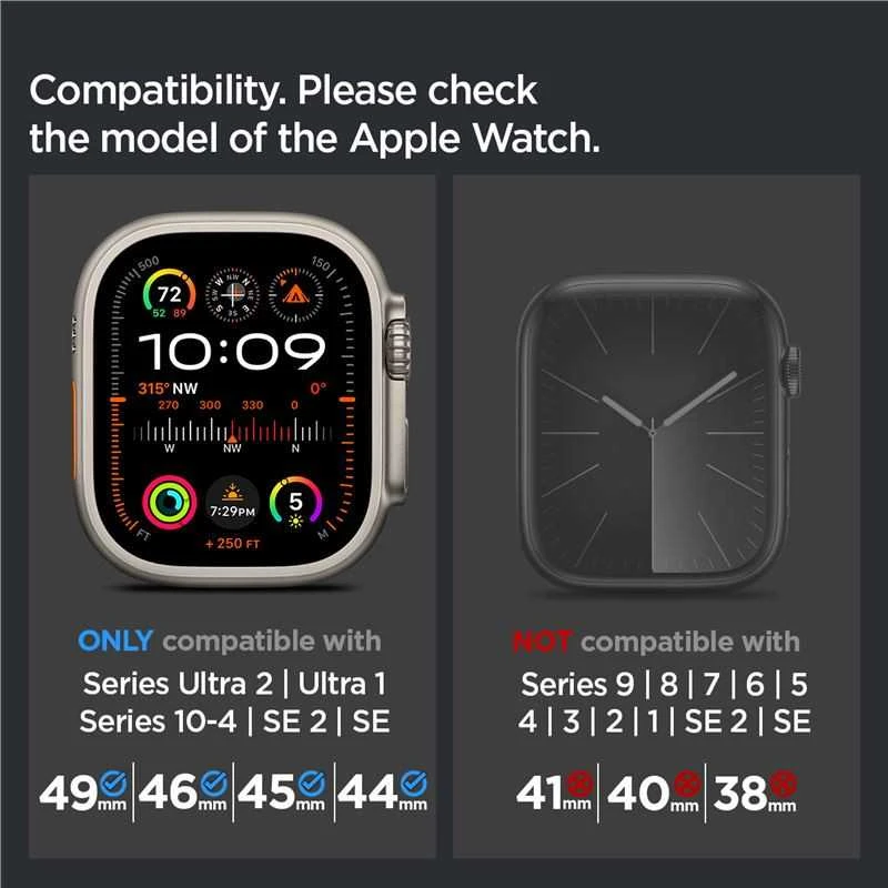 Spigen Klasikinis Fit dirželis, juodas - Apple Watch 49mm/46mm/45mm/44mm
