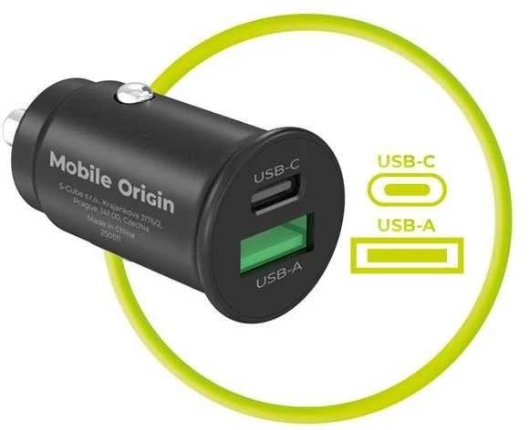 Automobilinis įkroviklis Mobile Origin 30W Super Car Charger CA19 - USB-C, USB-A