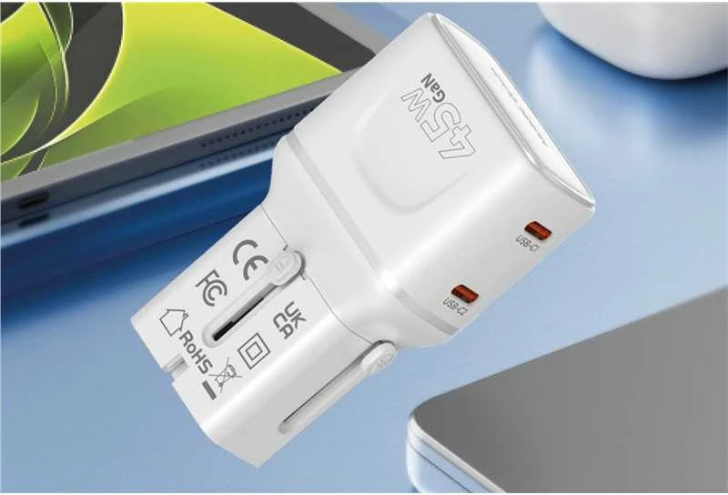 Įkroviklis Mobile Origin 45W Travel Adapteris, EU/US/UK/AU PW26, baltas