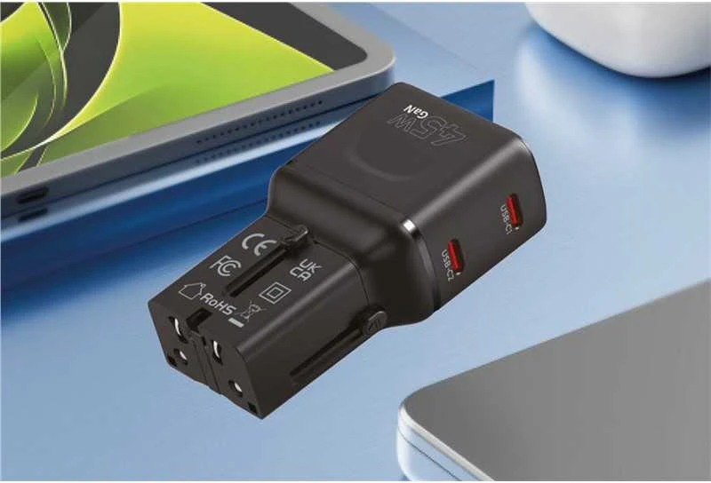 Įkroviklis Mobile Origin 45W Travel Adapteris, EU/US/UK/AU PW26, juodas