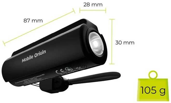 „Mobile Origin“ 5000 mAh kompaktiška „PowerBank PB7“ su žibintuvėliu ir USB-C laidu