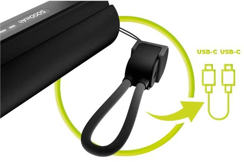 „Mobile Origin“ 5000 mAh kompaktiška „PowerBank PB7“ su žibintuvėliu ir USB-C laidu