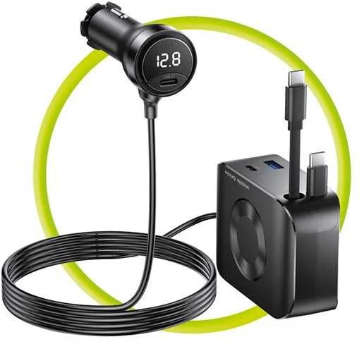 Įkroviklis Mobile Origin 75W 5in1 automobilinis įkroviklis CA23 - 2x USB-C + USB-A prievadai, 2x USB-C laidai