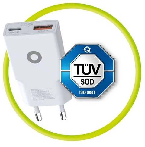 Įkroviklis Mobile Origin GaN 30W Slim Charger TÃœV MO16 - USB-A + USB-C
