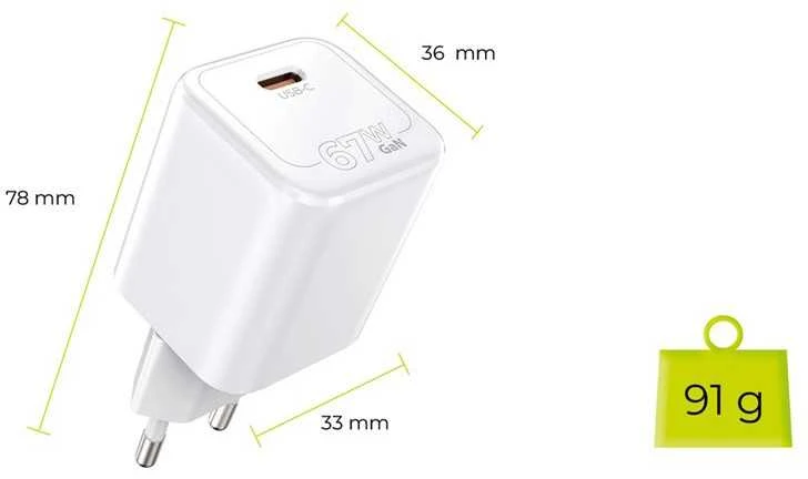 Įkroviklis Mobile Origin GaN 67W Super Charger Single USB-C PW6