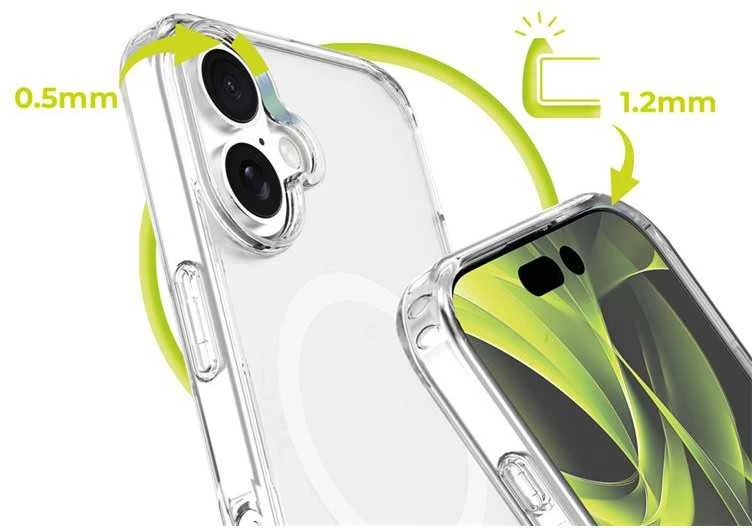 Mobile Origin hibridinis „MagSafe“ dėklas, skaidrus – „iPhone 16“