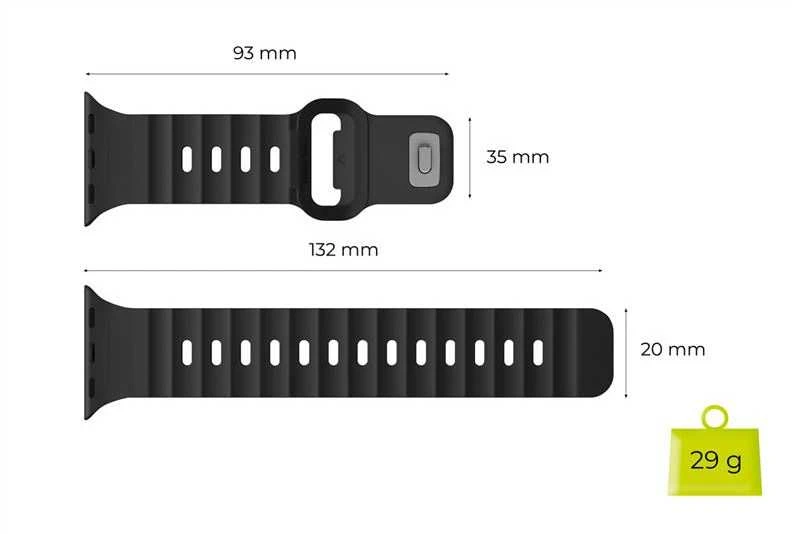 „Mobile Origin Strap III“, juodas - Apple Watch 49mm/46mm/45mm/44mm