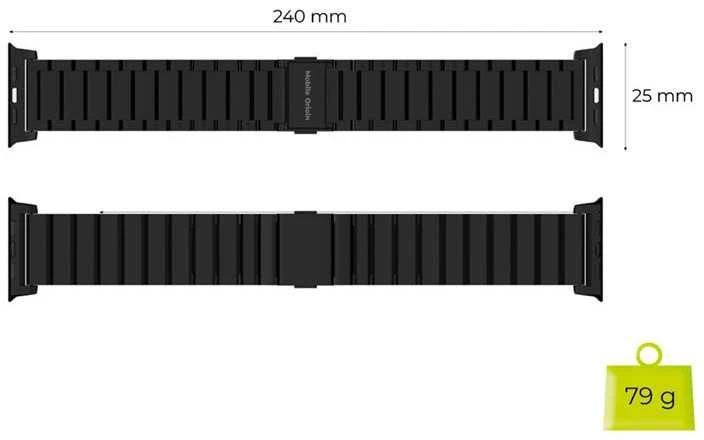 „Mobile Origin“ titano dirželis „Modena“, juodas - „Apple Watch Ultra 49mm“