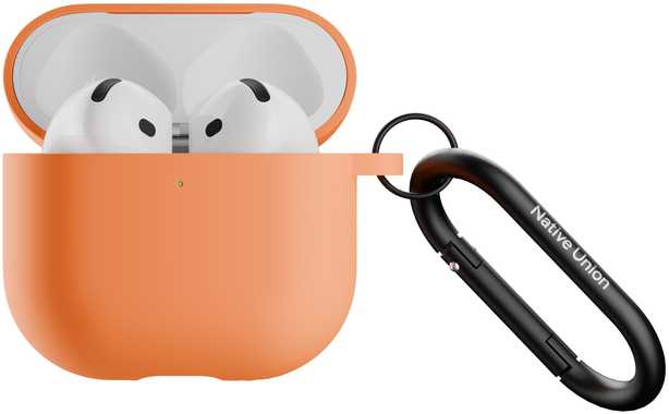 „Native Union Active dėklas“ silikoninis apsauginis dėklas „AirPods 4“, abrikoso spalvos