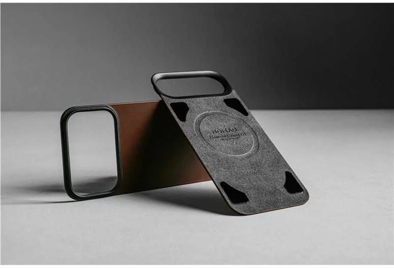 „Nomad“ magnetinis odinis dėklas, kaimiško stiliaus rudas (Horween), „Magsafe“ – „iPhone 17 Pro Max“