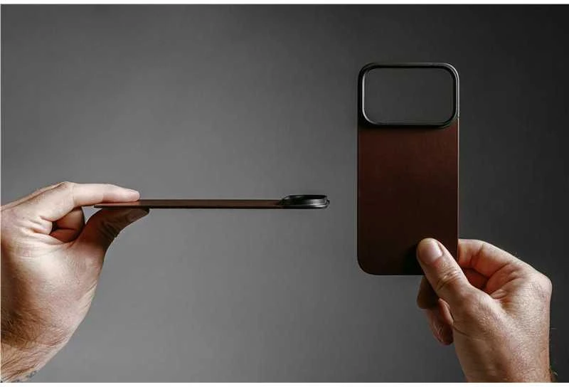 „Nomad“ magnetinis odinis dėklas, kaimiško stiliaus rudas (Horween), „Magsafe“ – „iPhone 17 Pro Max“