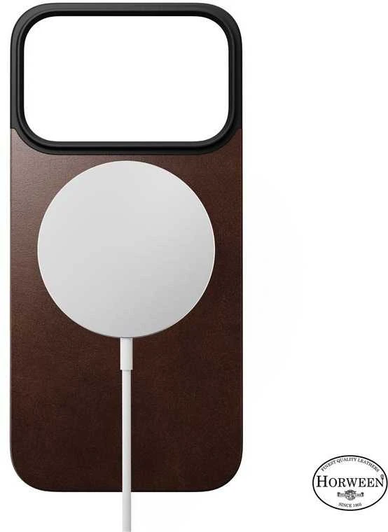 Dėklas Nomad magnetinis odinis dėklas, kaimiško stiliaus rudas (Horween), Magsafe - iPhone 17 Pro
