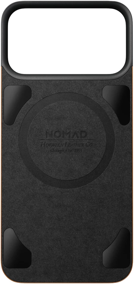 Dėklas Nomad Magnetinė odinė nugarėlė, balno spalvos (Horween), Magsafe - iPhone 18 Pro Max/17 Pro Max