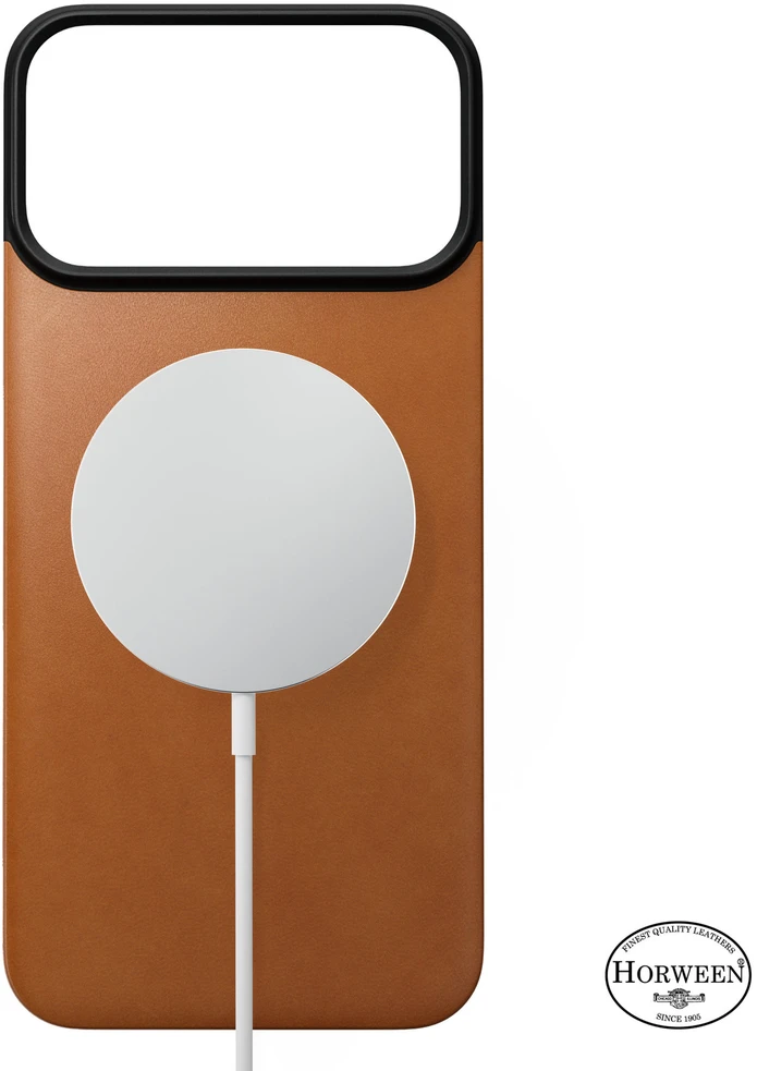 Dėklas Nomad Magnetinė odinė nugarėlė, balno spalvos (Horween), Magsafe - iPhone 18 Pro Max/17 Pro Max