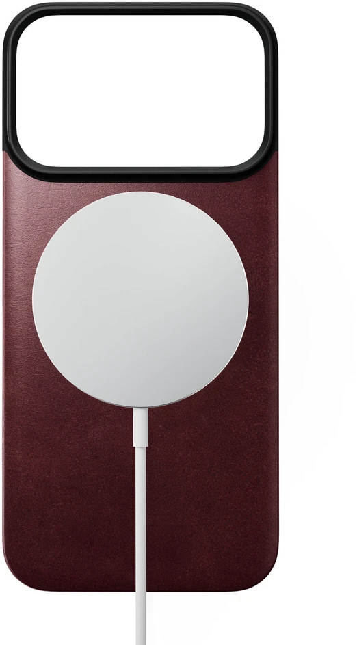 Dėklas Nomad Magnetinė odinė nugarėlė, bordo (Horween), Magsafe - iPhone 18 Pro/17 Pro