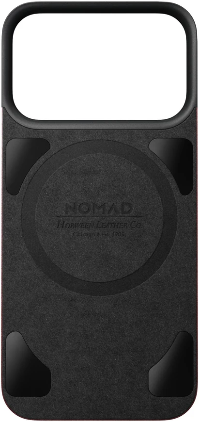Dėklas Nomad Magnetinė odinė nugarėlė, bordo (Horween), Magsafe - iPhone 18 Pro/17 Pro