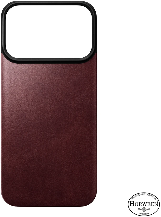 Dėklas Nomad Magnetinė odinė nugarėlė, bordo (Horween), Magsafe - iPhone 18 Pro/17 Pro