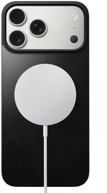 Dėklas Nomad Magnetic odinis galinis dangtelis, juodos spalvos (Horween), Magsafe – iPhone 17 Pro Max