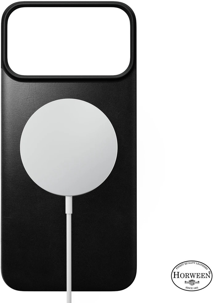 Dėklas Nomad Magnetinė odinė nugarėlė, juoda (Horween), su MagSafe - iPhone 18 Pro Max/17 Pro Max