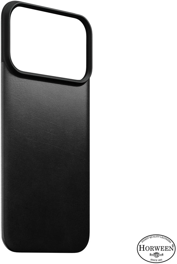 Dėklas Nomad Magnetinė odinė nugarėlė, juoda (Horween), MagSafe - iPhone 18 Pro/17 Pro