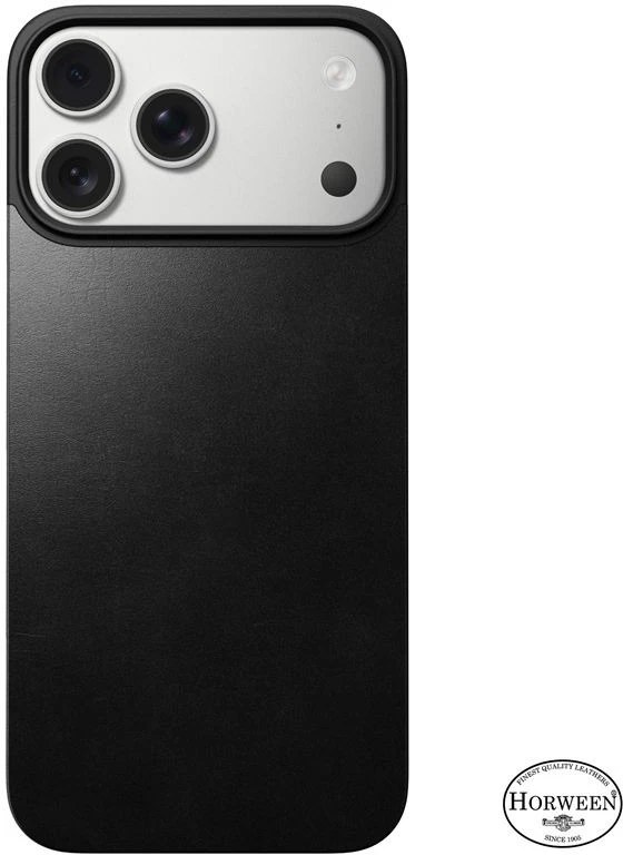 Dėklas Nomad Magnetic odinis galinis dangtelis, juodos spalvos (Horween), Magsafe – iPhone 17 Pro Max