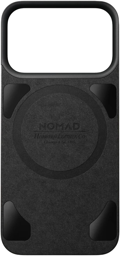 Dėklas Nomad Magnetinė odinė nugarėlė, juoda (Horween), MagSafe - iPhone 18 Pro/17 Pro