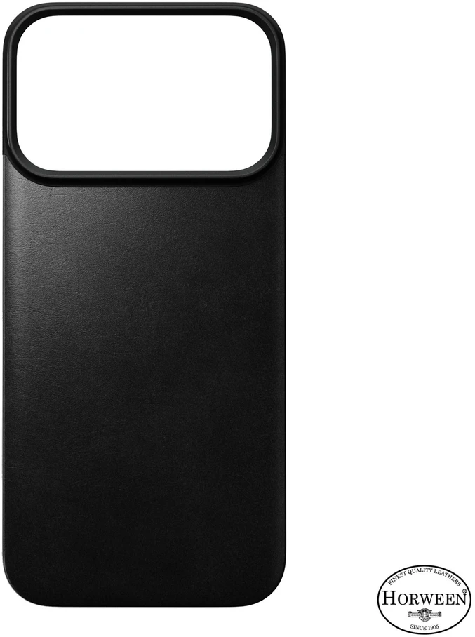 Dėklas Nomad Magnetinė odinė nugarėlė, juoda (Horween), MagSafe - iPhone 18 Pro/17 Pro