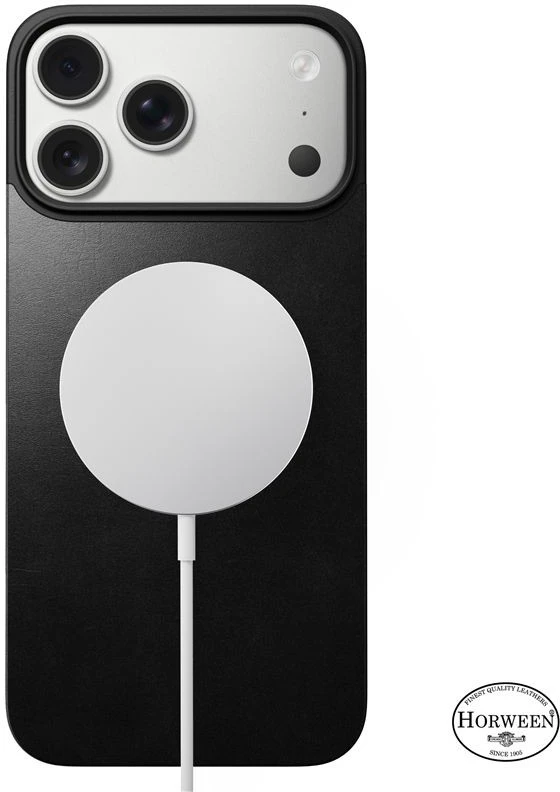 Dėklas Nomad Magnetic odinis galinis dangtelis, juodos spalvos (Horween), Magsafe – iPhone 17 Pro Max