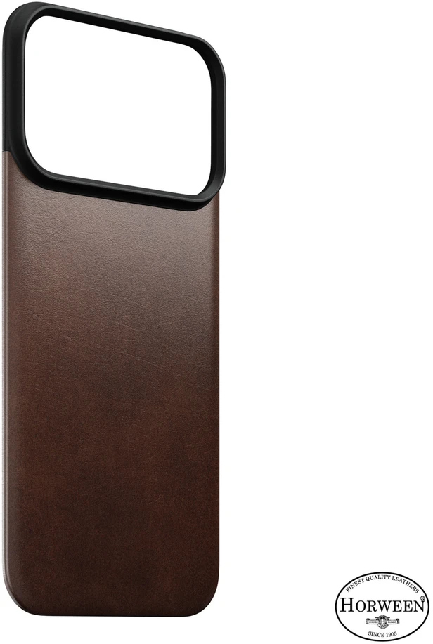 Dėklas Nomad Magnetinė odinė nugarėlė, sendinta ruda (Horween), su MagSafe - iPhone 18 Pro/17 Pro