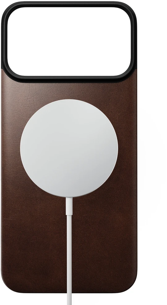 Dėklas Nomad Magnetinė odinė nugarėlė, sendintos rudos spalvos (Horween), MagSafe - iPhone 18 Pro Max/17 Pro Max