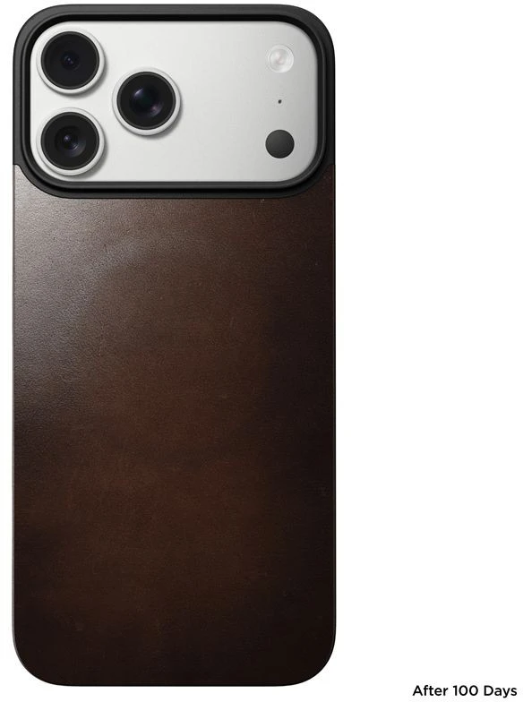 Dėklas Nomad Magnetic odinis galinis dangtelis, rustic rudos spalvos (Horween), Magsafe – iPhone 17 Pro Max