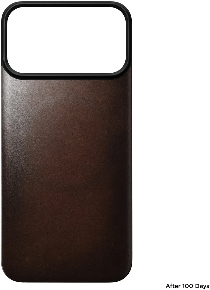 Dėklas Nomad Magnetinė odinė nugarėlė, sendintos rudos spalvos (Horween), MagSafe - iPhone 18 Pro Max/17 Pro Max